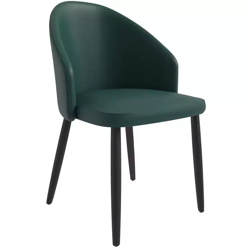 Modern Upholstered Chair Curved Back, Black Solid Wood Legs, Stylish Comfortable Side Chair for Dining, Kitchen & Living
