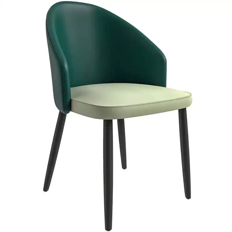 Modern Upholstered Chair Curved Back, Black Solid Wood Legs, Stylish Comfortable Side Chair for Dining, Kitchen & Living