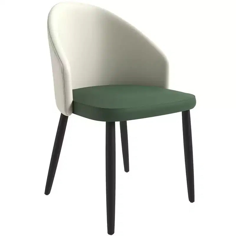 Modern Upholstered Chair Curved Back, Black Solid Wood Legs, Stylish Comfortable Side Chair for Dining, Kitchen & Living