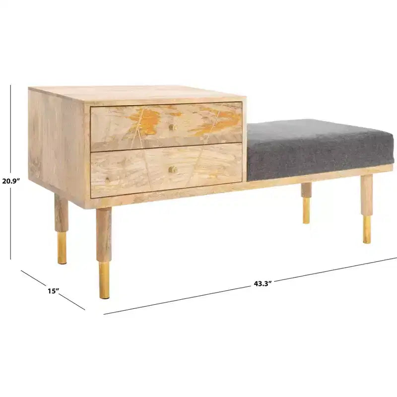 2 Drawer Cushion Seated Bench - Off-White