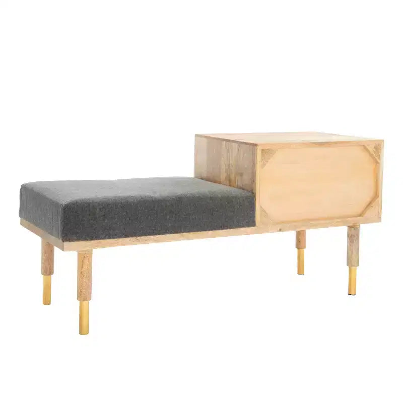 2 Drawer Cushion Seated Bench - Off-White