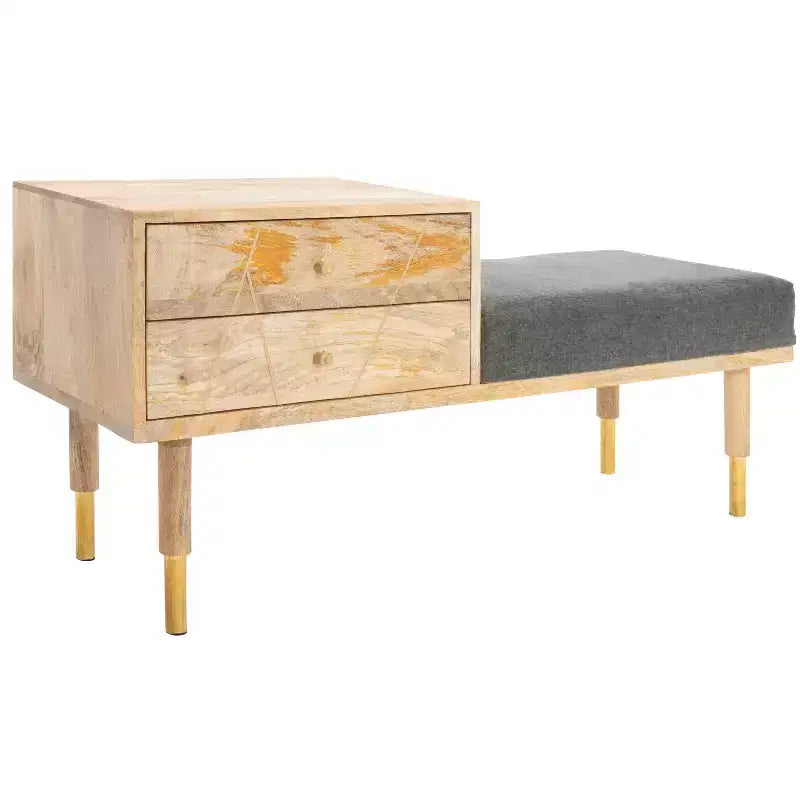 2 Drawer Cushion Seated Bench - Off-White