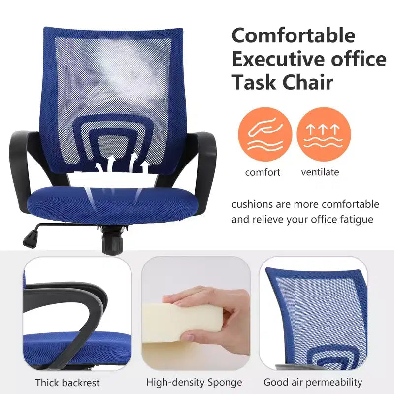 FDW Home Office Chair Mesh Computer Chair with Lumbar Support Armrest Adjustable Mid Back Task Chair for Women Adults