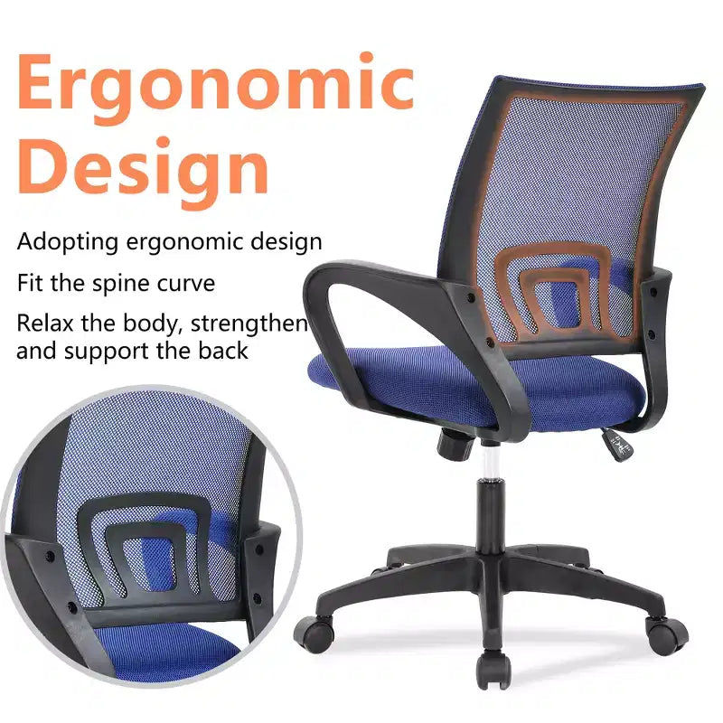 FDW Home Office Chair Mesh Computer Chair with Lumbar Support Armrest Adjustable Mid Back Task Chair for Women Adults
