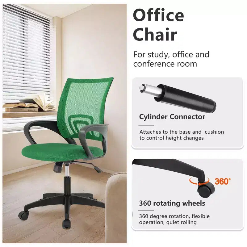 FDW Home Office Chair Mesh Computer Chair with Lumbar Support Armrest Adjustable Mid Back Task Chair for Women Adults