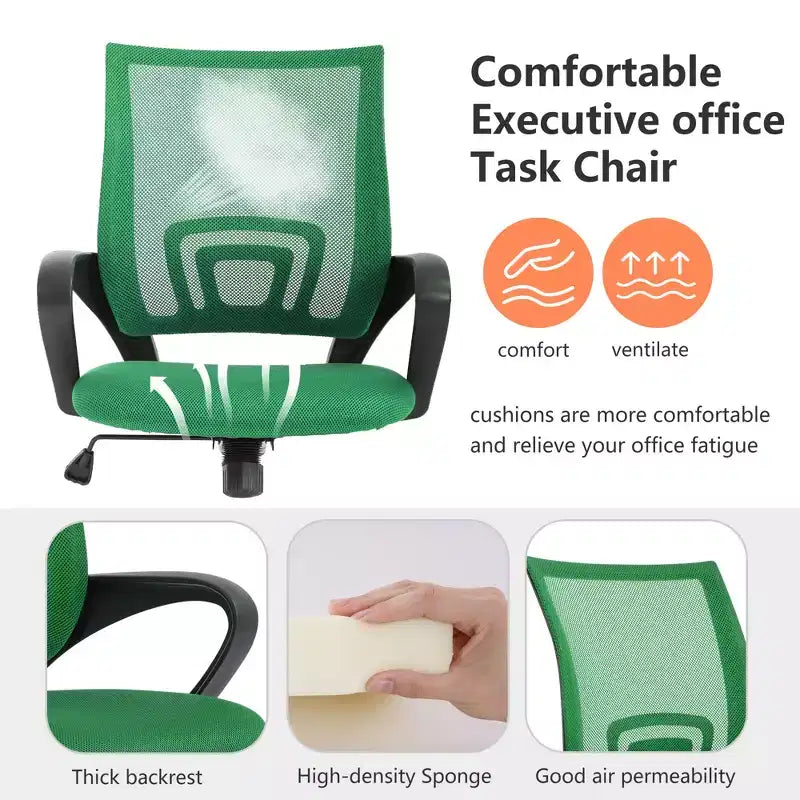 FDW Home Office Chair Mesh Computer Chair with Lumbar Support Armrest Adjustable Mid Back Task Chair for Women Adults