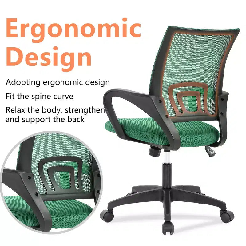 FDW Home Office Chair Mesh Computer Chair with Lumbar Support Armrest Adjustable Mid Back Task Chair for Women Adults