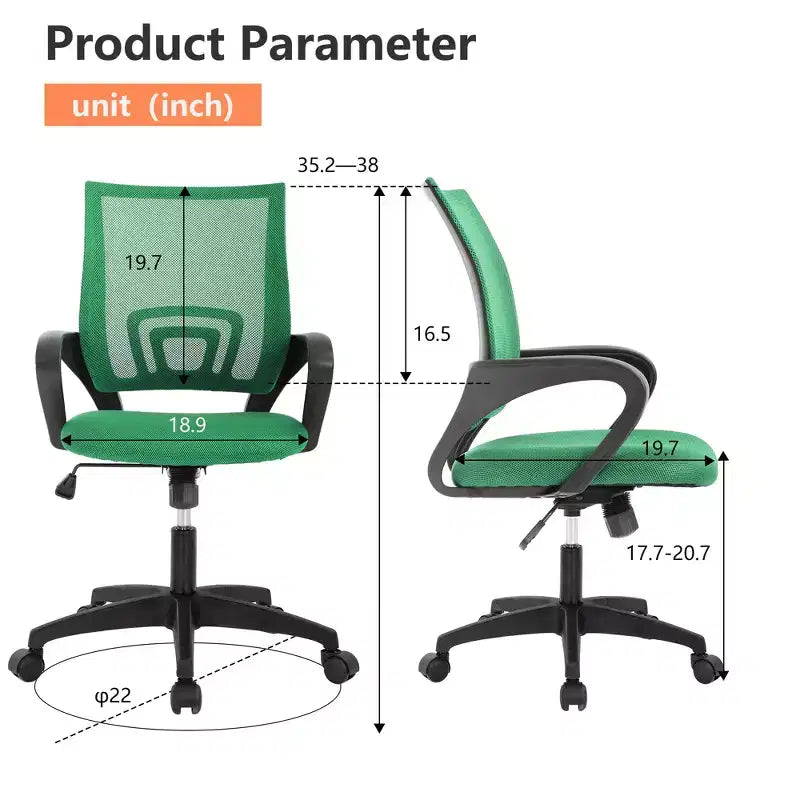 FDW Home Office Chair Mesh Computer Chair with Lumbar Support Armrest Adjustable Mid Back Task Chair for Women Adults