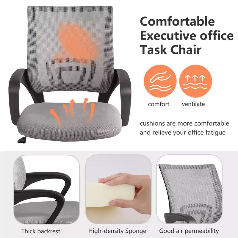 FDW Home Office Chair Mesh Computer Chair with Lumbar Support Armrest Adjustable Mid Back Task Chair for Women Adults