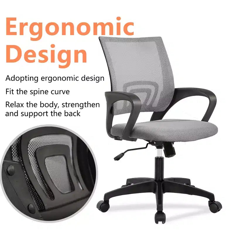 FDW Home Office Chair Mesh Computer Chair with Lumbar Support Armrest Adjustable Mid Back Task Chair for Women Adults