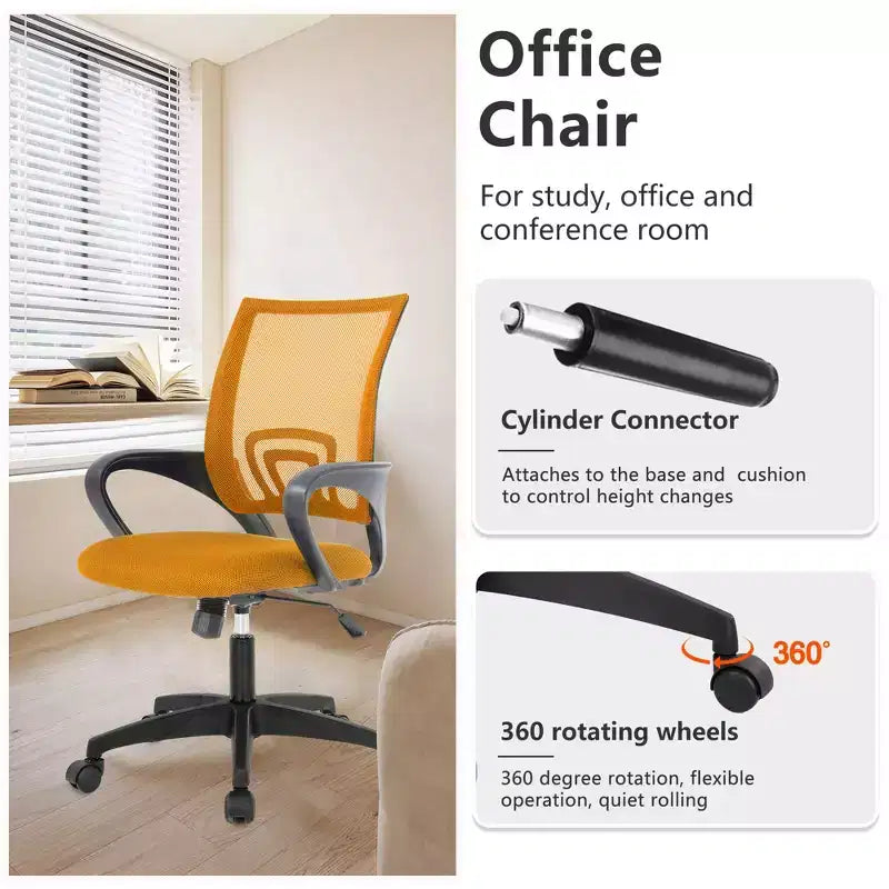 FDW Home Office Chair Mesh Computer Chair with Lumbar Support Armrest Adjustable Mid Back Task Chair for Women Adults