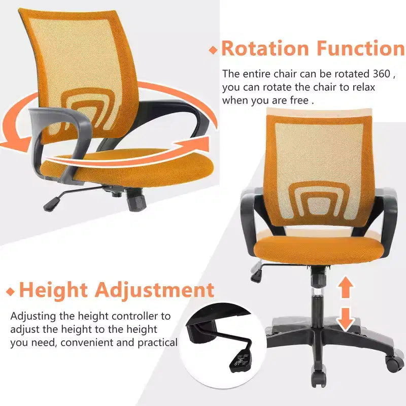 FDW Home Office Chair Mesh Computer Chair with Lumbar Support Armrest Adjustable Mid Back Task Chair for Women Adults