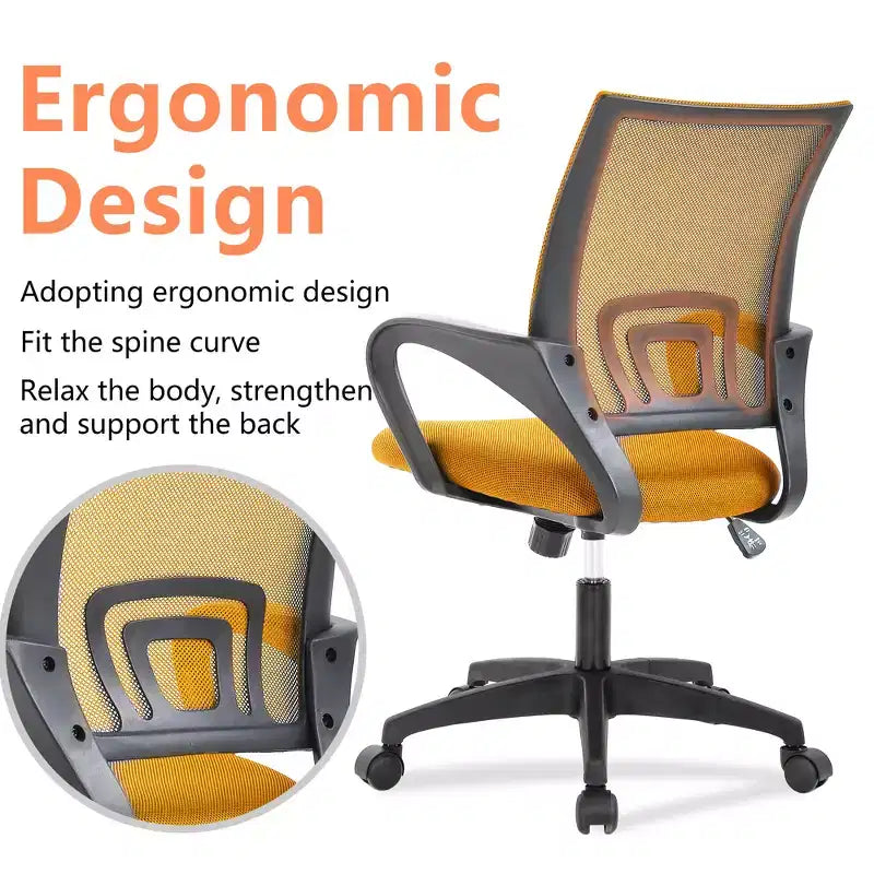 FDW Home Office Chair Mesh Computer Chair with Lumbar Support Armrest Adjustable Mid Back Task Chair for Women Adults