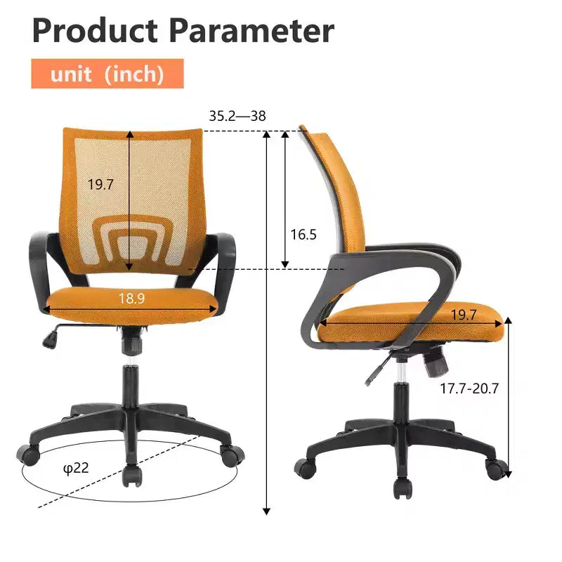 FDW Home Office Chair Mesh Computer Chair with Lumbar Support Armrest Adjustable Mid Back Task Chair for Women Adults