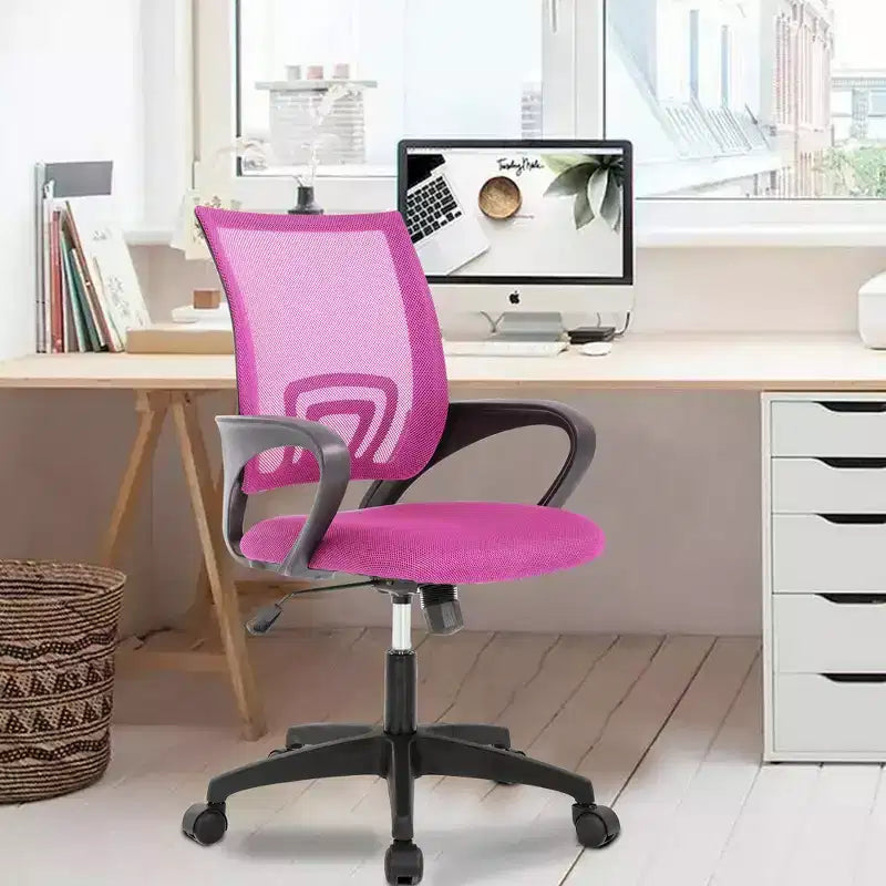 FDW Home Office Chair Mesh Computer Chair with Lumbar Support Armrest Adjustable Mid Back Task Chair for Women Adults