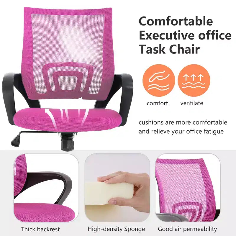FDW Home Office Chair Mesh Computer Chair with Lumbar Support Armrest Adjustable Mid Back Task Chair for Women Adults