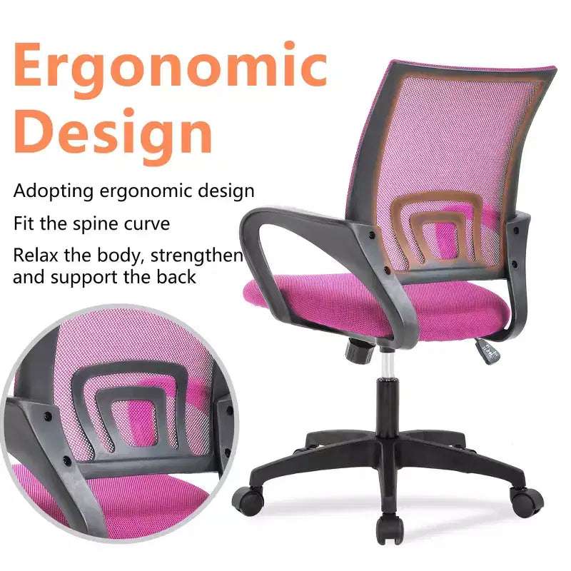 FDW Home Office Chair Mesh Computer Chair with Lumbar Support Armrest Adjustable Mid Back Task Chair for Women Adults