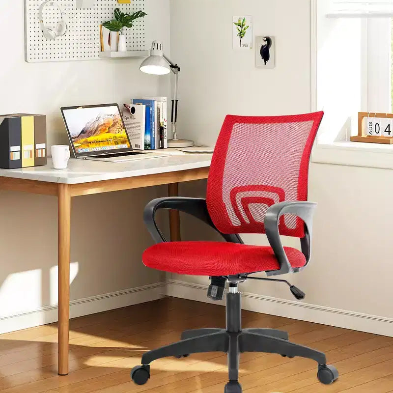 FDW Home Office Chair Mesh Computer Chair with Lumbar Support Armrest Adjustable Mid Back Task Chair for Women Adults