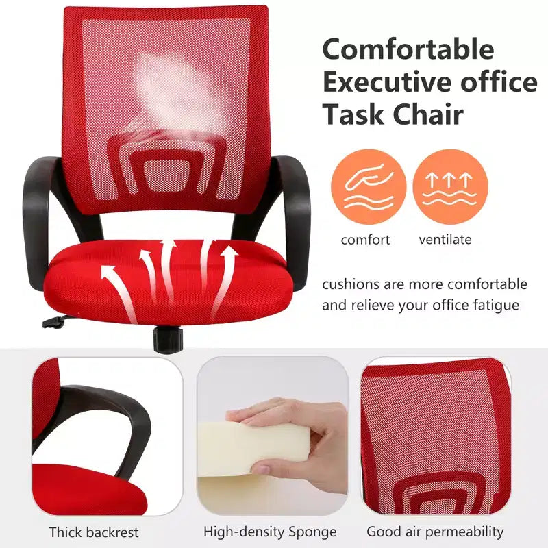 FDW Home Office Chair Mesh Computer Chair with Lumbar Support Armrest Adjustable Mid Back Task Chair for Women Adults