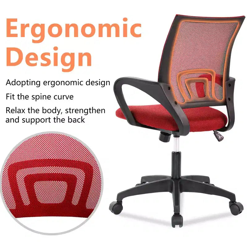 FDW Home Office Chair Mesh Computer Chair with Lumbar Support Armrest Adjustable Mid Back Task Chair for Women Adults
