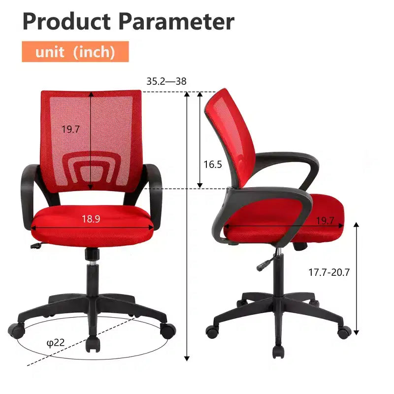 FDW Home Office Chair Mesh Computer Chair with Lumbar Support Armrest Adjustable Mid Back Task Chair for Women Adults