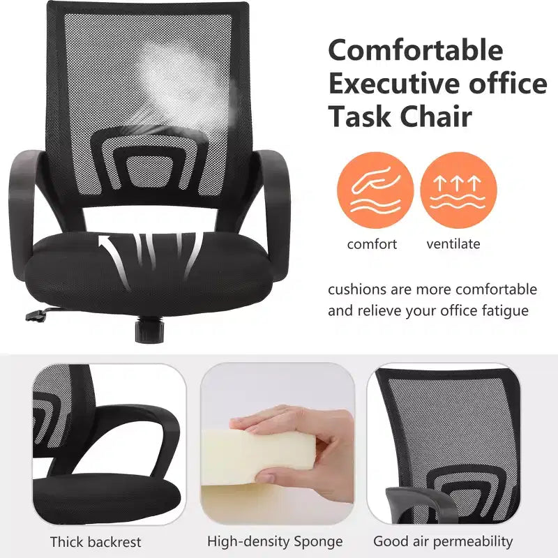 FDW Home Office Chair Mesh Computer Chair with Lumbar Support Armrest Adjustable Mid Back Task Chair for Women Adults