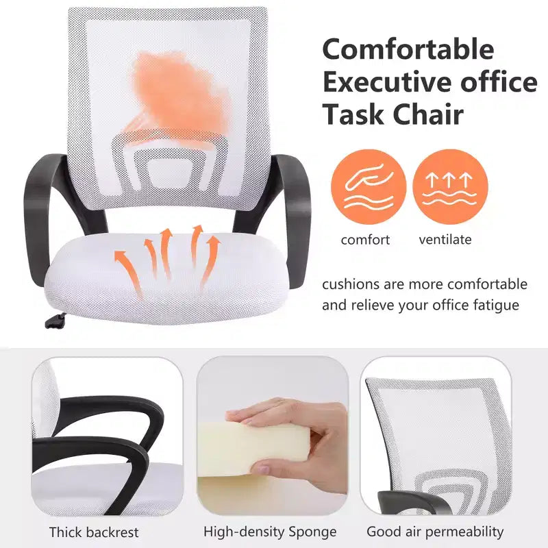 FDW Home Office Chair Mesh Computer Chair with Lumbar Support Armrest Adjustable Mid Back Task Chair for Women Adults