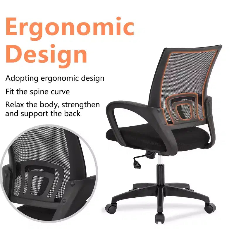 FDW Home Office Chair Mesh Computer Chair with Lumbar Support Armrest Adjustable Mid Back Task Chair for Women Adults