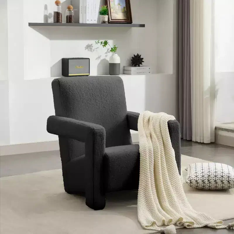 29.1'' Modern Accent Chair, Upholstered Lamb Fleece Adirondack Armchair for Living Room Makeup Room Bedroom