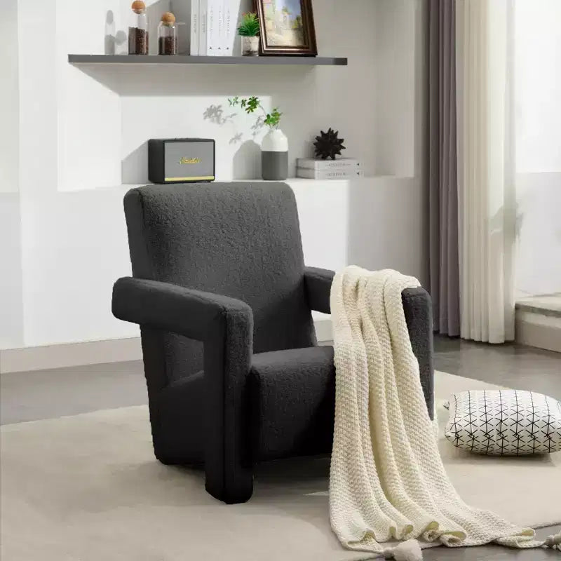 29.1'' Modern Accent Chair, Upholstered Lamb Fleece Adirondack Armchair for Living Room Makeup Room Bedroom