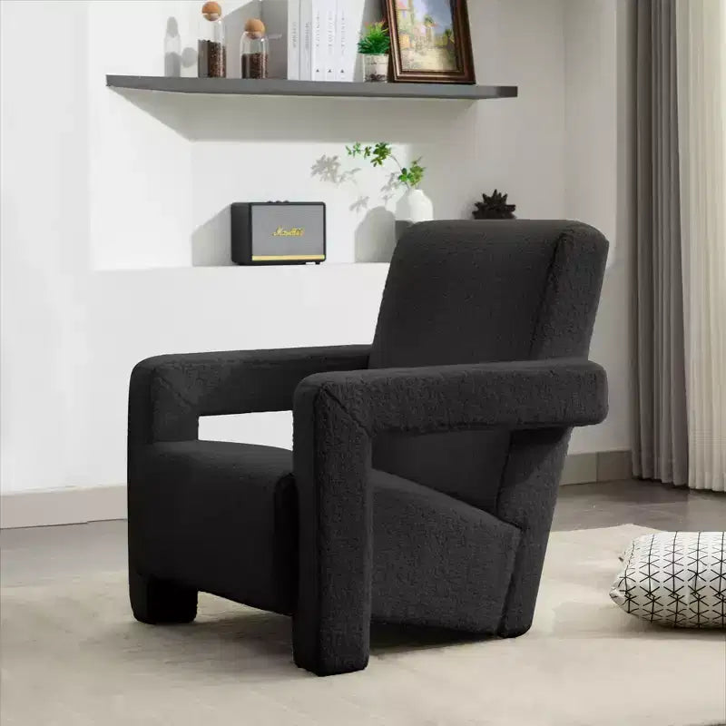 29.1'' Modern Accent Chair, Upholstered Lamb Fleece Adirondack Armchair for Living Room Makeup Room Bedroom