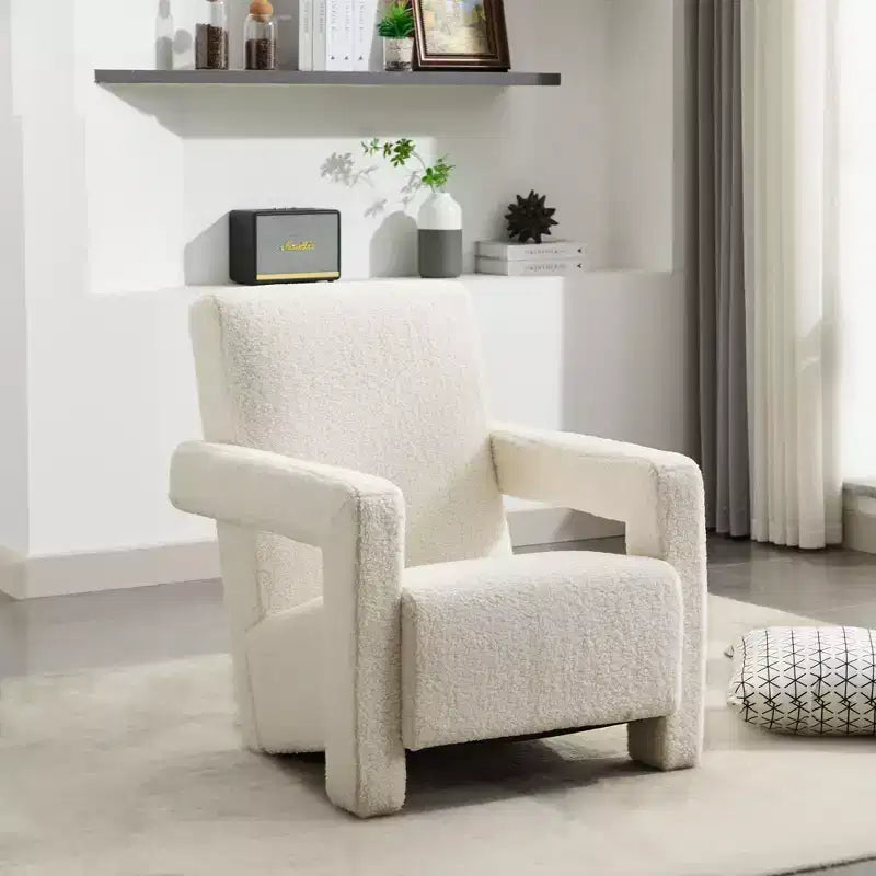 29.1'' Modern Accent Chair, Upholstered Lamb Fleece Adirondack Armchair for Living Room Makeup Room Bedroom