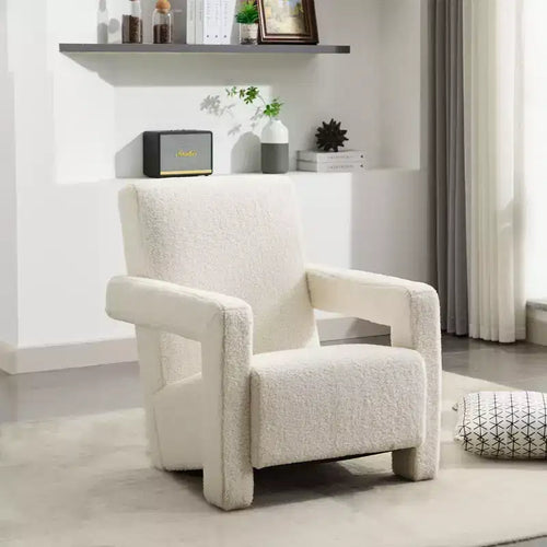 29.1'' Modern Accent Chair, Upholstered Lamb Fleece Adirondack Armchair for Living Room Makeup Room Bedroom