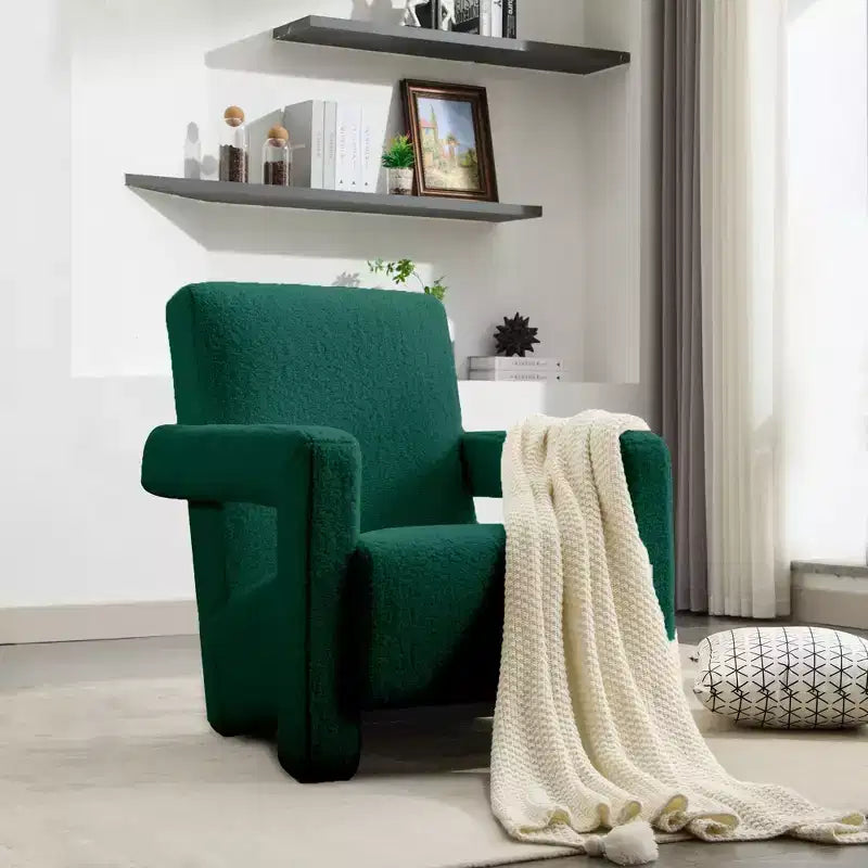 29.1'' Modern Accent Chair, Upholstered Lamb Fleece Adirondack Armchair for Living Room Makeup Room Bedroom