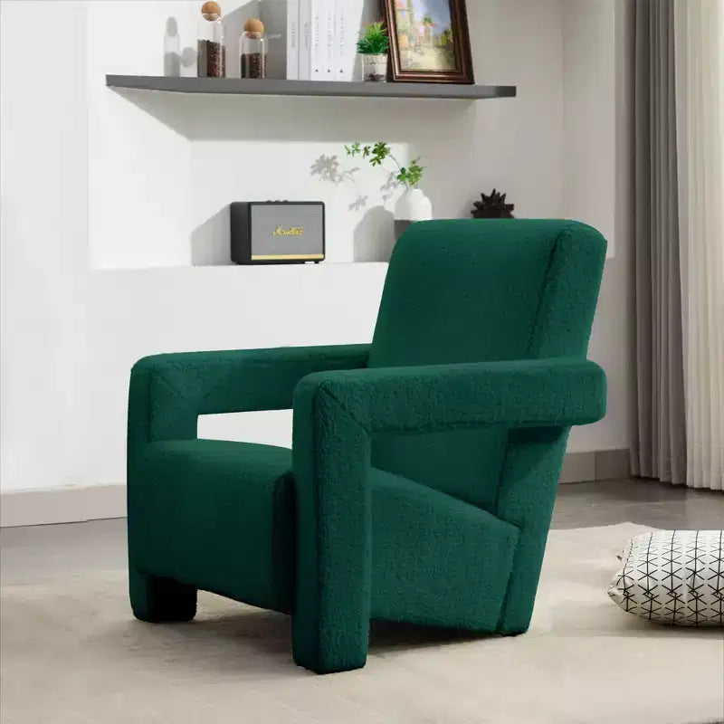 29.1'' Modern Accent Chair, Upholstered Lamb Fleece Adirondack Armchair for Living Room Makeup Room Bedroom