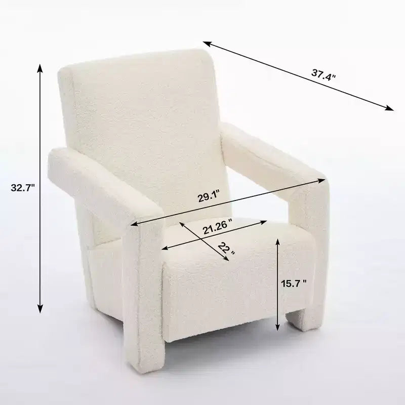29.1'' Modern Accent Chair, Upholstered Lamb Fleece Adirondack Armchair for Living Room Makeup Room Bedroom