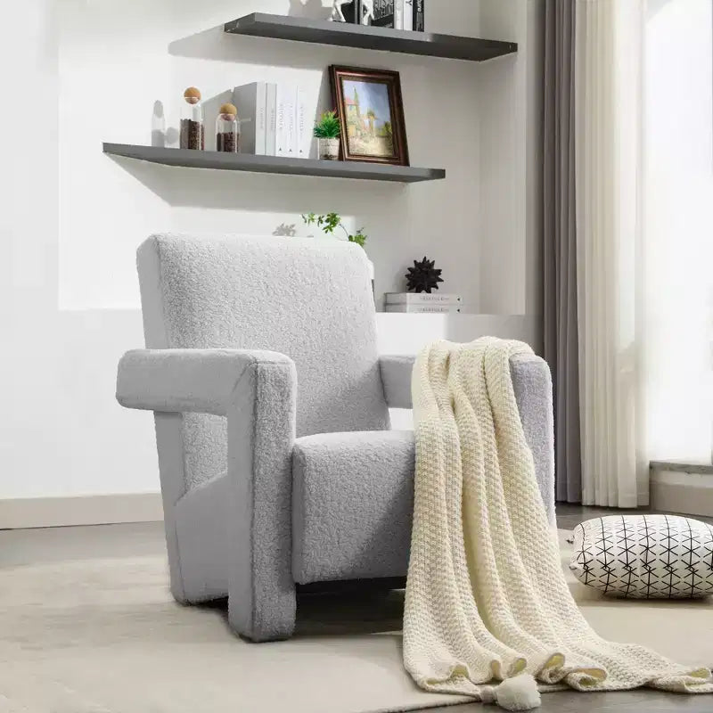29.1'' Modern Accent Chair, Upholstered Lamb Fleece Adirondack Armchair for Living Room Makeup Room Bedroom
