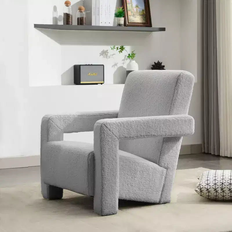 29.1'' Modern Accent Chair, Upholstered Lamb Fleece Adirondack Armchair for Living Room Makeup Room Bedroom