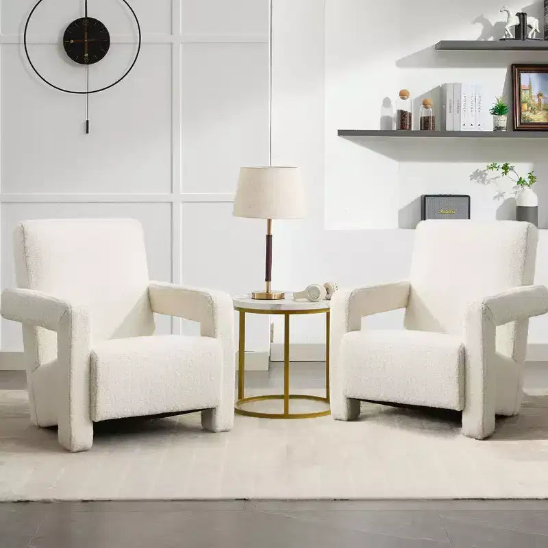 29.1'' Modern Accent Chair, Upholstered Lamb Fleece Adirondack Armchair for Living Room Makeup Room Bedroom