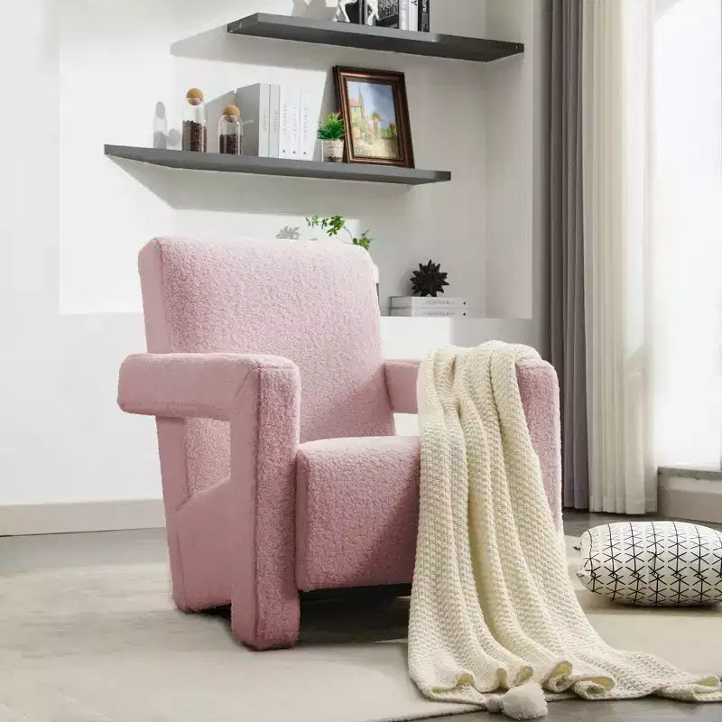 29.1'' Modern Accent Chair, Upholstered Lamb Fleece Adirondack Armchair for Living Room Makeup Room Bedroom