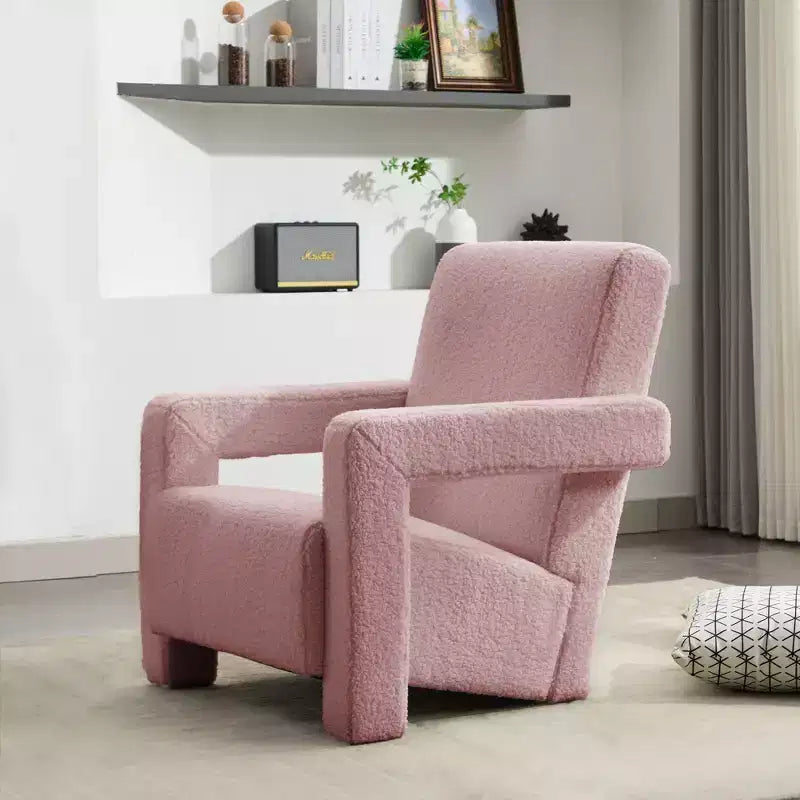 29.1'' Modern Accent Chair, Upholstered Lamb Fleece Adirondack Armchair for Living Room Makeup Room Bedroom