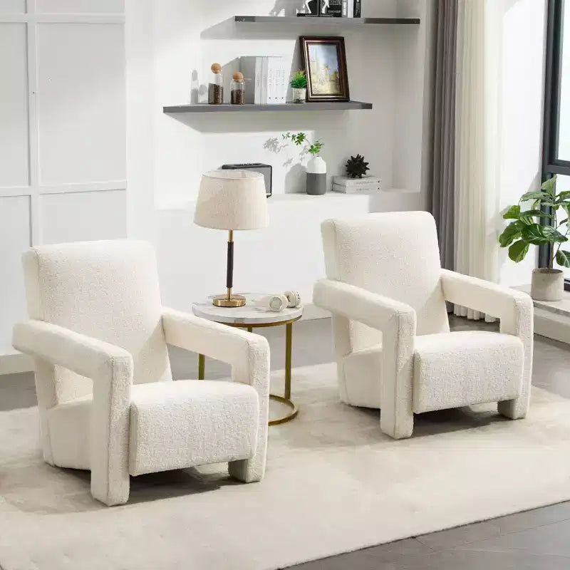 29.1'' Modern Accent Chair, Upholstered Lamb Fleece Adirondack Armchair for Living Room Makeup Room Bedroom
