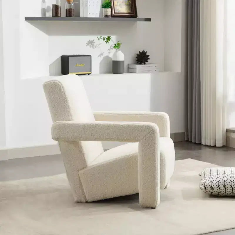 29.1'' Modern Accent Chair, Upholstered Lamb Fleece Adirondack Armchair for Living Room Makeup Room Bedroom