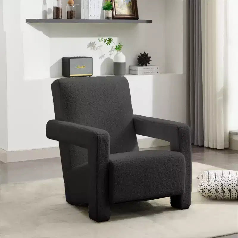 29.1'' Modern Accent Chair, Upholstered Lamb Fleece Adirondack Armchair for Living Room Makeup Room Bedroom