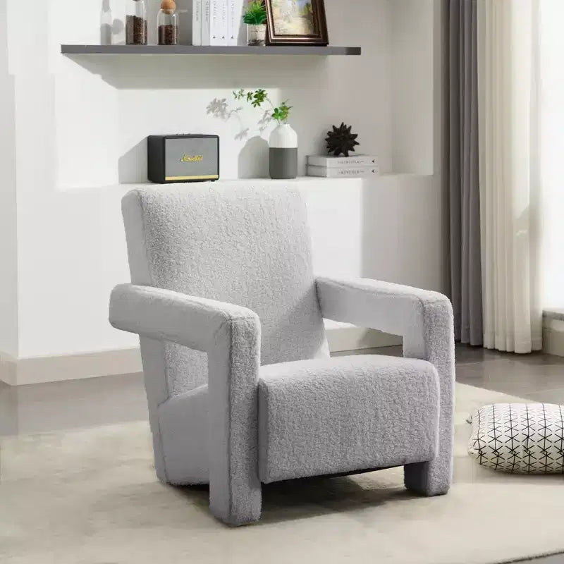 29.1'' Modern Accent Chair, Upholstered Lamb Fleece Adirondack Armchair for Living Room Makeup Room Bedroom