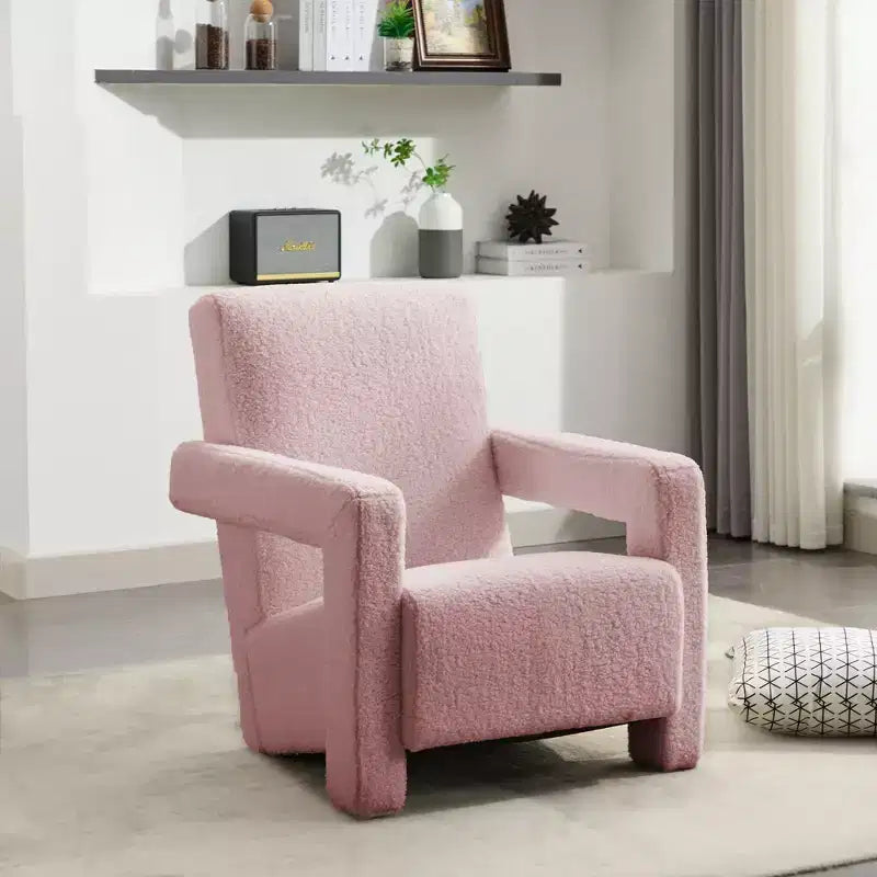 29.1'' Modern Accent Chair, Upholstered Lamb Fleece Adirondack Armchair for Living Room Makeup Room Bedroom
