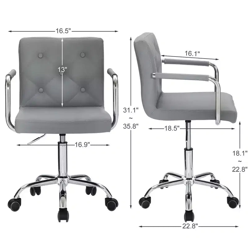 VECELO Rolling Work Chair for Home Office Desk Adjustable Height