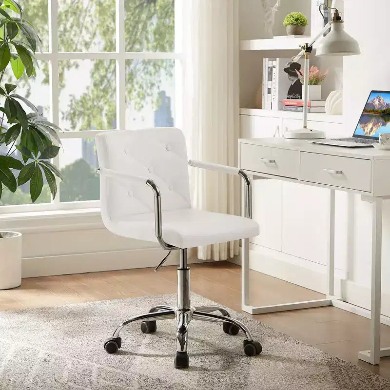VECELO Rolling Work Chair for Home Office Desk Adjustable Height