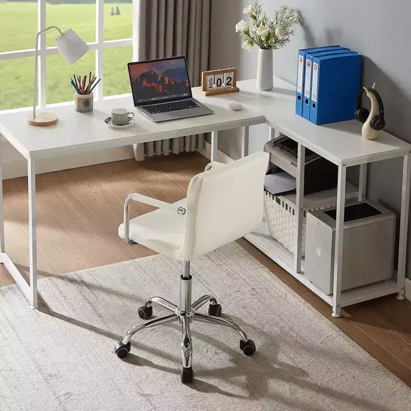 VECELO Rolling Work Chair for Home Office Desk Adjustable Height