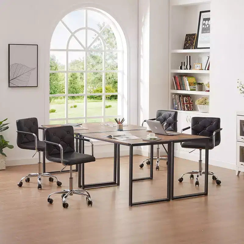 VECELO Rolling Work Chair for Home Office Desk Adjustable Height